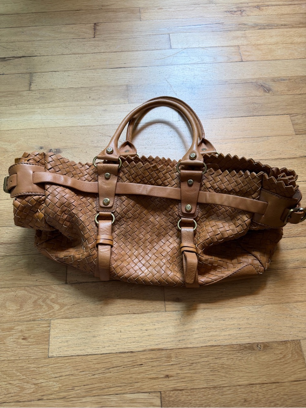 Francesco biasia woven Leather Tote Bag - Tan